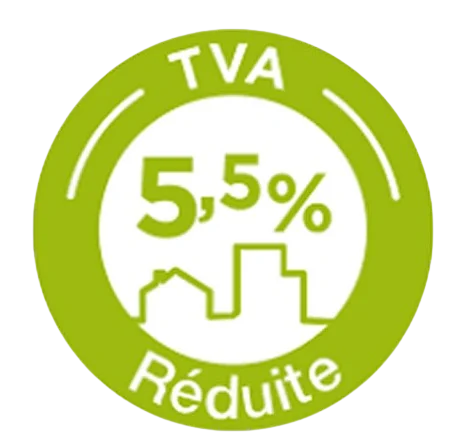 Logo officiel TVA 5,5 % — Rénovation énergétique éligible · Alexis Dupuis Énergies, artisan RGE à Abbeville